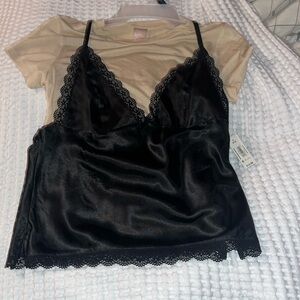 No boundary t with silk lace tank